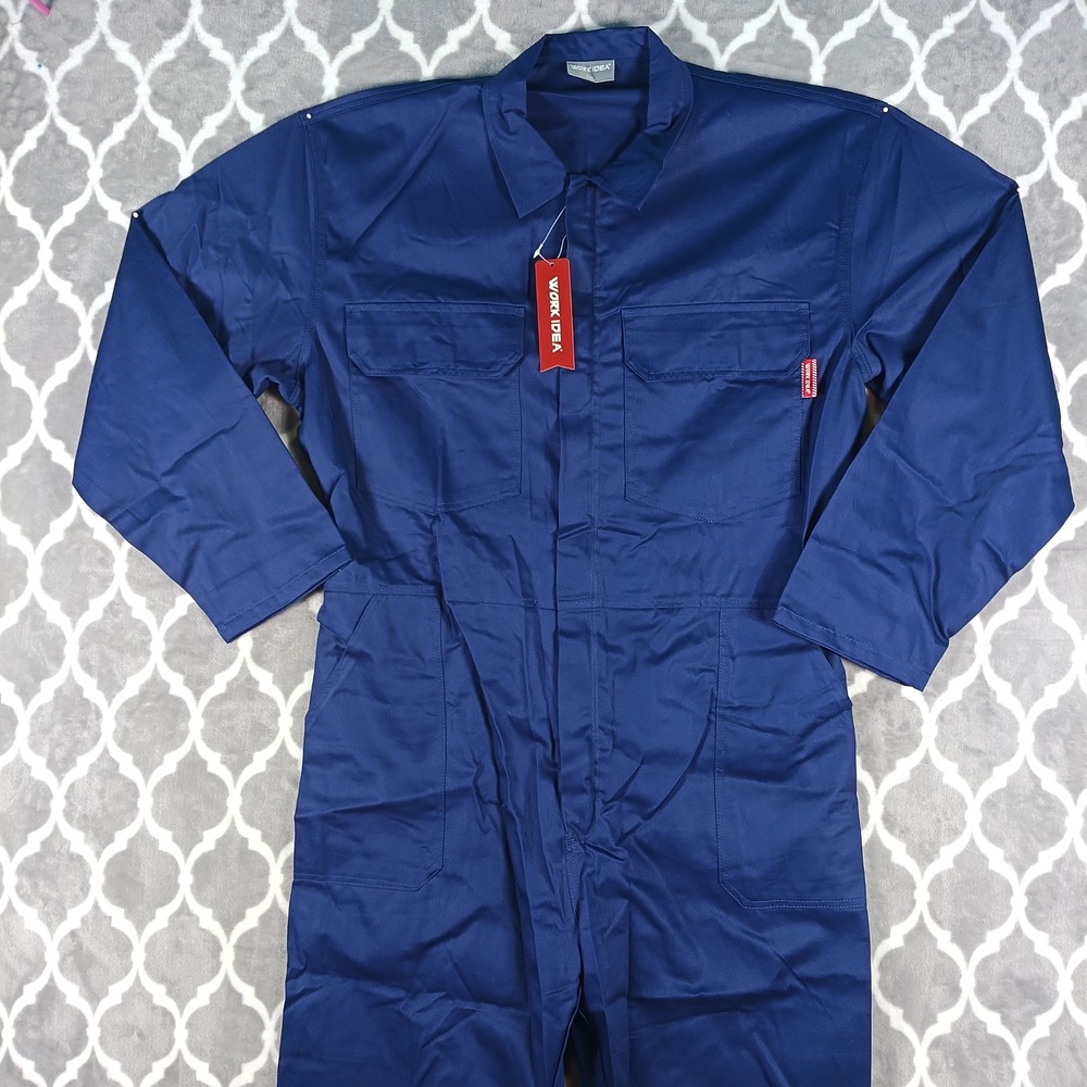 Work Idea Coveralls Mens 3XL Blue Workwear Mechanic Utility Jumpsuit